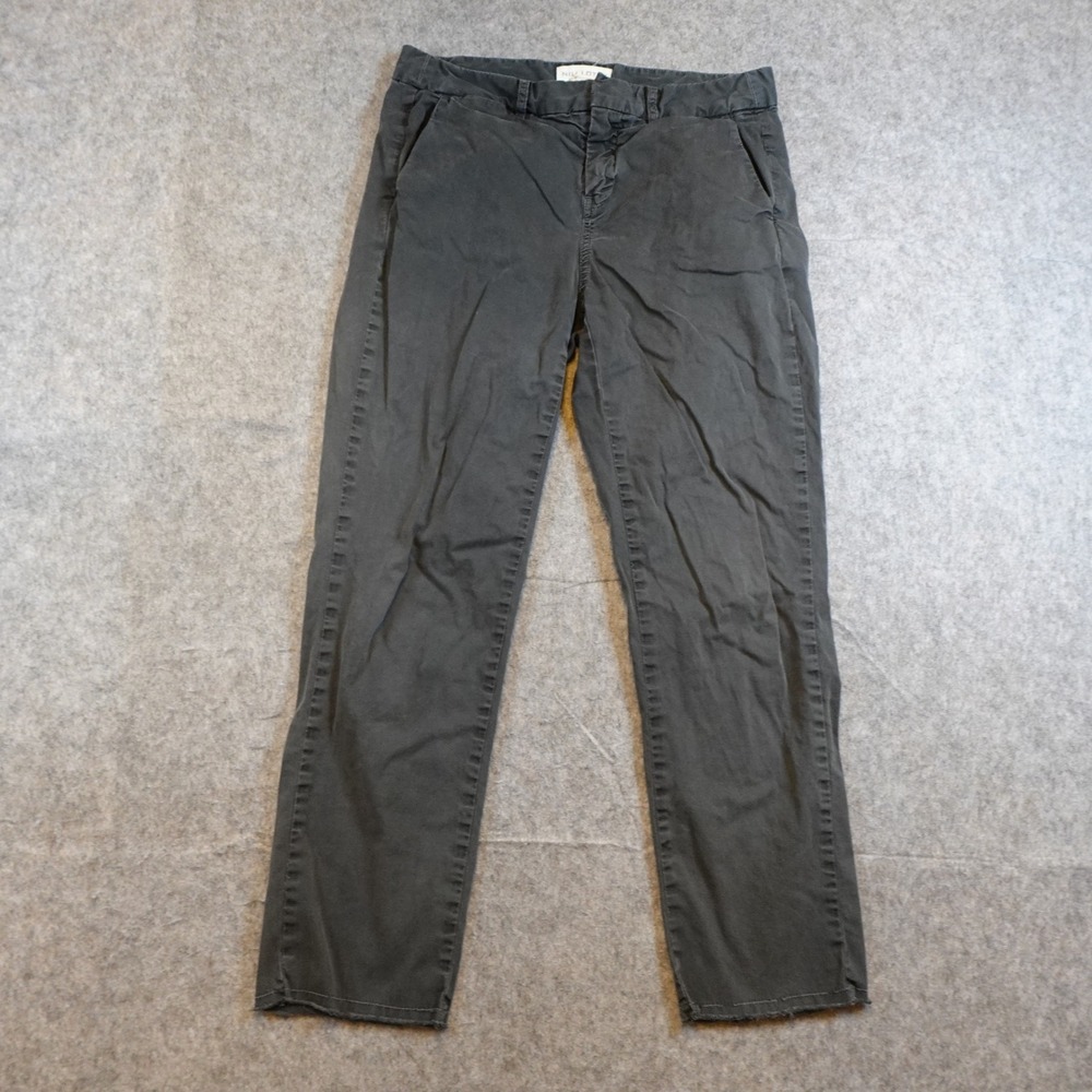 Nili Lotan Pants Women 2 Washed Black Cotton Chino Straight Leg Utility Casual
